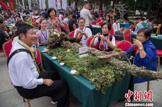 各式各樣的茶席吸引眾多茶客留步飲茶。　李南軒 攝