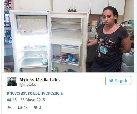 推特網友展示自家的“空冰箱”。