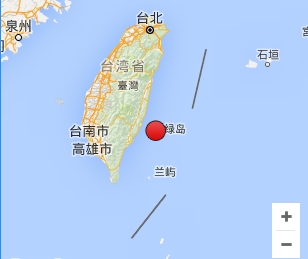 臺灣臺東縣附近海域發生5.6級地震震源深度10千米