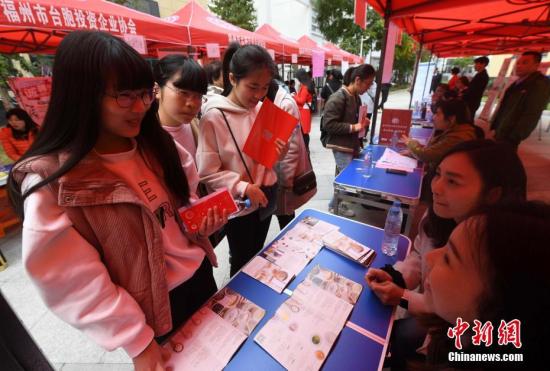 資料圖：福州舉行首屆臺灣創業創新創客基地人才招聘會。 張斌 攝