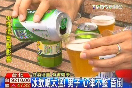 冷飲喝太猛男子心悸暈厥