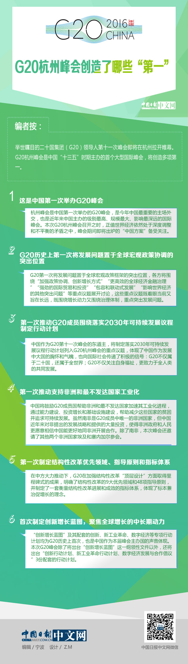 圖解：G20杭州峰會創造了哪些“第一”