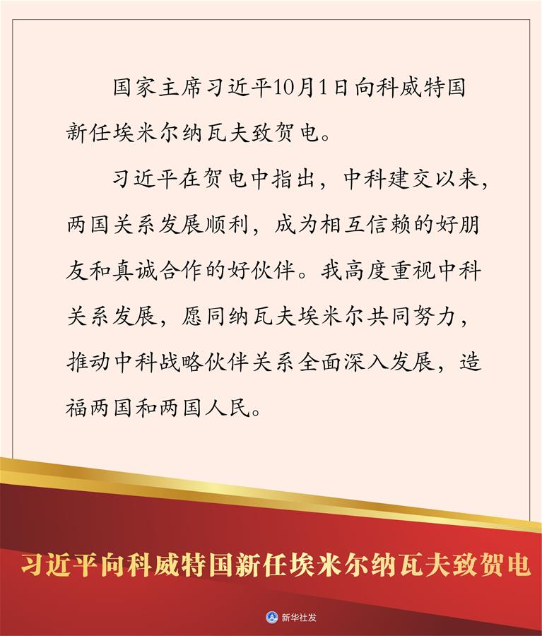 （圖表）〔國際〕習近平向科威特國新任埃米爾納瓦夫致賀電