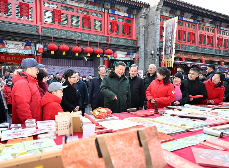 2024年2月1日，習近平總書記在天津古文化街考察。