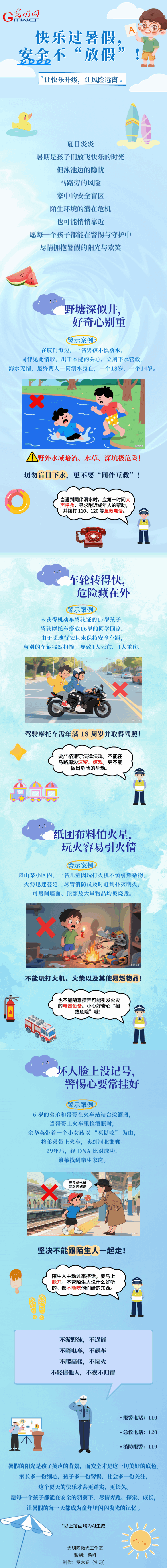 長圖丨教孩子遠離危險學會自護，快樂過暑假，安全不“放假”！