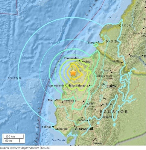 厄瓜多7.8級強震首都樓晃震中300千米範圍或有海嘯