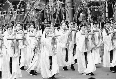 臺北祭孔典禮上的臺灣小學生。