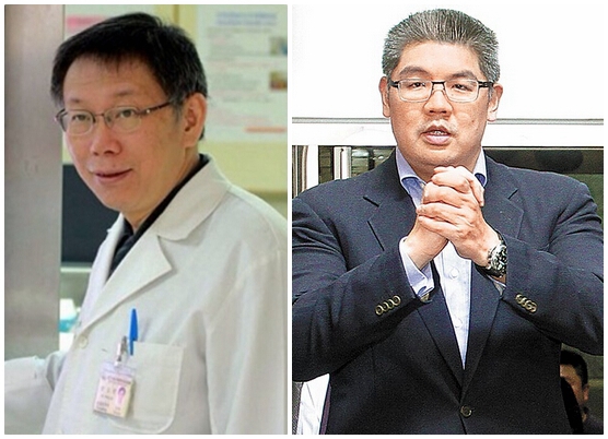 臺北市長候選人連勝文（右）與柯文哲（左）