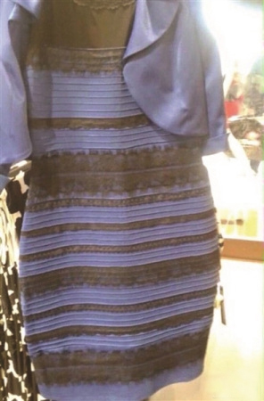 這件洋裝真面目是“藍黑”，不過認為是白金的不代表有“色盲”，而是大腦依據光線狀態的處理結果不同