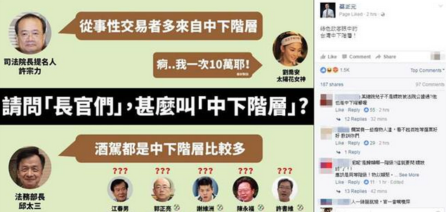 蔡正元臉譜網貼圖諷臺當局頻失言