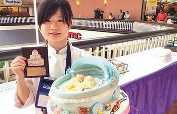 用“嬰兒車”打動評審臺女生獲國際蛋糕大獎（圖）