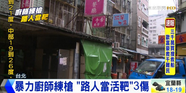 臺北市陳姓廚師買了一把玩具槍，竟從4樓住處向樓下路人亂開。（臺媒圖）