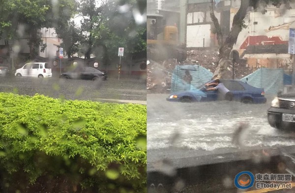 臺北地區午後大雨 水淹及膝至部分車輛拋錨