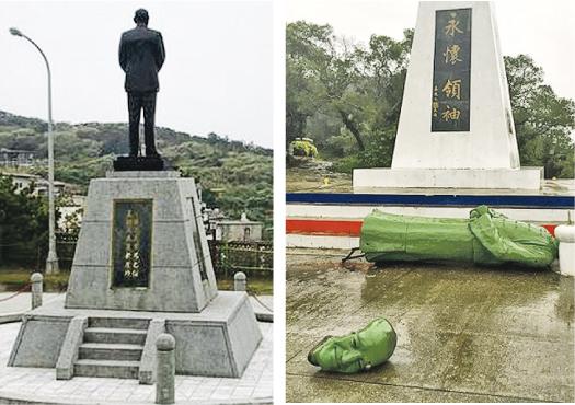 馬祖蔣介石銅像被颱風“鲇魚”吹倒 已立近半世紀