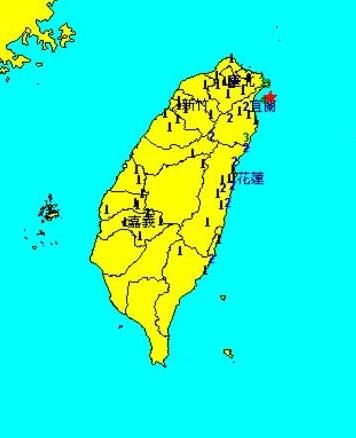 宜蘭外海30日上午8時30分發生芮氏4.8級地震