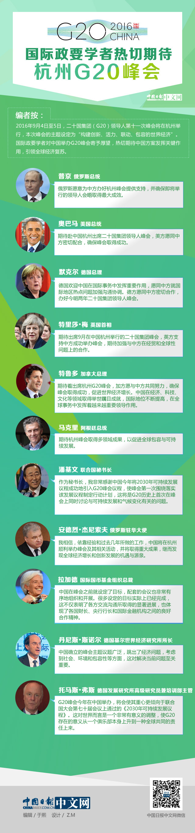 國際政要學者熱切期待G20杭州峰會