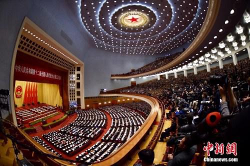 3月5日，十二屆全國人大五次會議在北京人民大會堂開幕。中新社記者 金碩 攝
