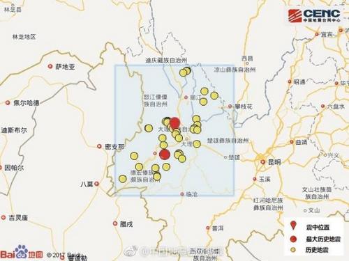 雲南大理漾濞縣連續發生2次4.7級以上地震