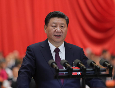 10月18日，習近平在中國共産黨第十九次全國代表大會上作報告。（圖片來源：新華網）