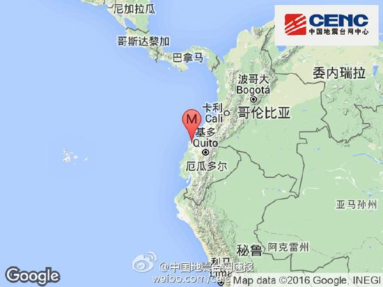 中國地震臺網正式測定：07月11日10時11分在厄瓜多（北緯0.60度，西經79.70度）發生6.3級地震，震源深度20千米。（稿件