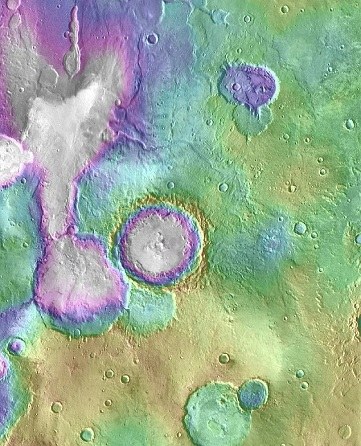 圖片顯示的為火星上的“心湖”和其周邊的湖泊系統。圖片來源：NASA