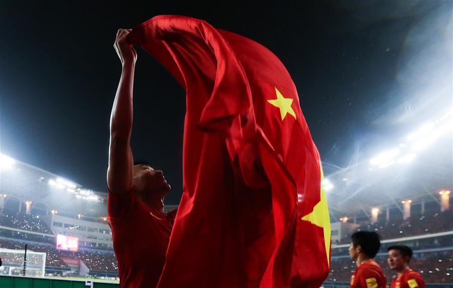 （體育）（20）足球——世預賽：中國隊戰勝韓國隊